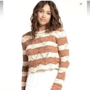 Tilly’s RSQ Women’s Striped Knit Cropped Sweater Size XS NWT